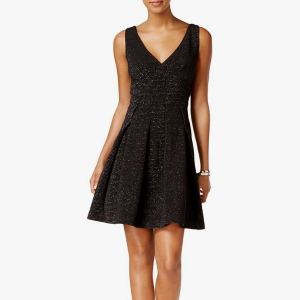 Betsey Johnson Metallic Elegant Black Mini Dress Size 6